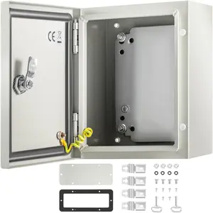 VEVOR NEMA Metal Case, 10 x 8 x 6'' NEMA 4X Metal Electric Enclosure, IP66 Water & Dust Resistant, Suitable for Both Outdoor & Indoor Use, Includes Mounting Plate
