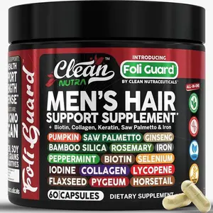 Clean Nutra Biotin, Collagen, Keratin, Iron, Pumpkin, Saw Palmetto, Ginseng, Bamboo Silica & More for Men's Hair Growth Supplement Capsules – FoliGuard