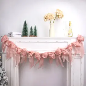Bow Garland Decorative Banner - Pre-Strung Bow Themed Party Decorations for Birthday Baby Shower Bridal Shower Bachelorette Decor Girly Party Supplies