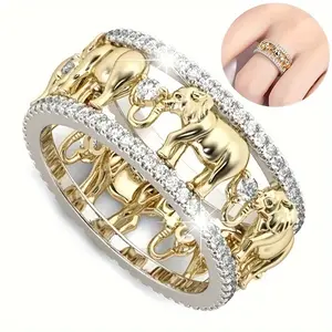 Elephant decoration hollow ring exquisite fashion cute animal ring eternity ring anniversary Christmas gift for girlfriend Mother's Day gift
