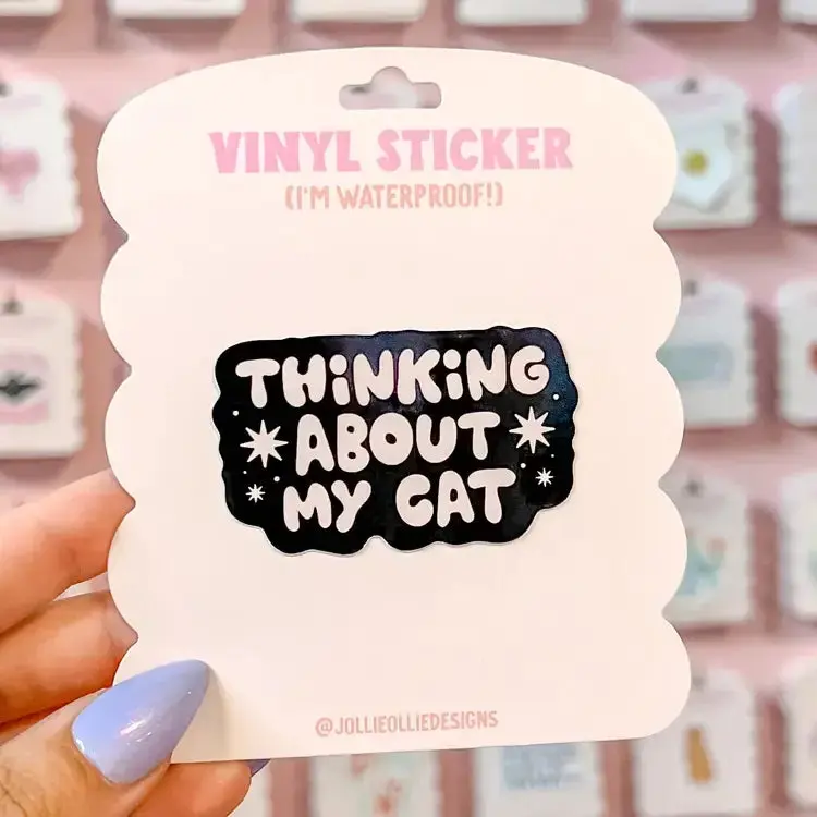 Thinking About My Cat Sticker