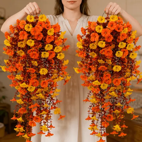 UV-Resistant Synthetic Morning Glory Climbing Vines - Decorative Artificial Floral Ornaments, Home Decor Accessories for Balcony Garden Porch Hanging Baskets