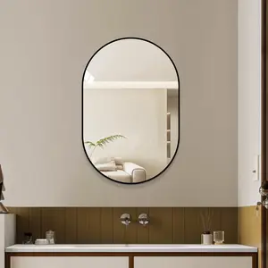36x24 Inch Black Framed Bathroom Vanity Mirror Wall Mounted for Vertical or Horizontal Hanging Modern HD Mirror for Bedroom Entryway