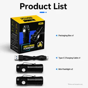 2-Pack Mini Cannon LED Torch Lights - High-Lumen USB Rechargeable, 3 Modes, Zoomable Beam, Compact Size, Personal Gadgets, Outdoor Camping Home Improvement Lighting Tools, Father's Day Gift