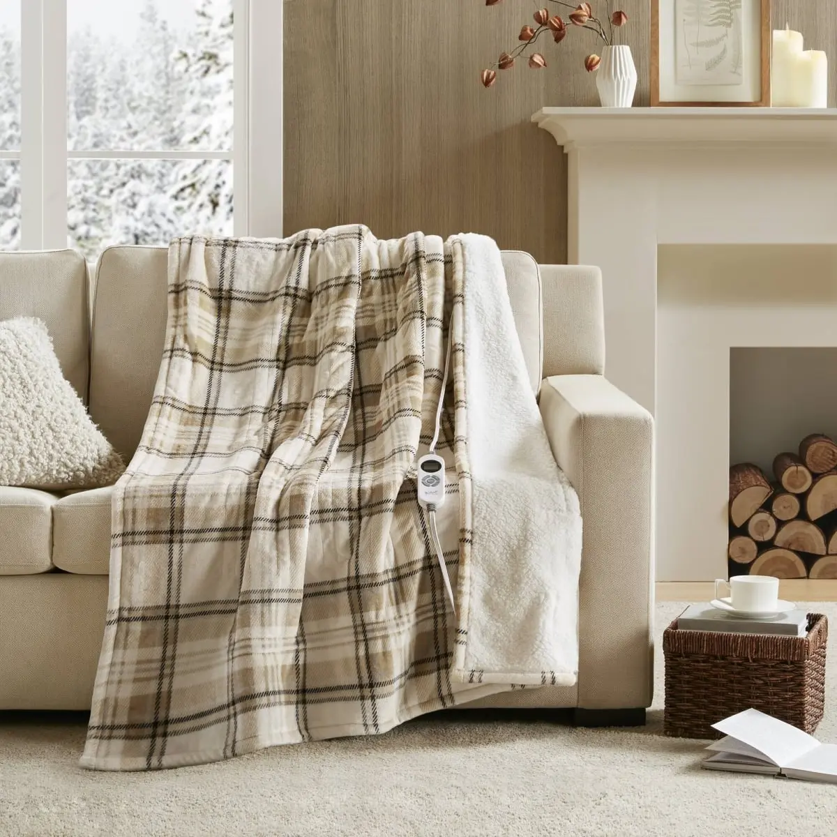 Woolrich WR543253 Heated Throw - Machine Washable, Soft, Electric Heating Blanket for Bedding & Linens Use, Machine Washable Blanket, Soft Throw Blanket