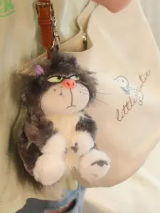 Cute Lucifer Cat Plush Keychain, Cartoon Lucy Pendant Bag Charm, Adorable Car Key Ring, Couple Hanging Decor, Soft Toy Accessory