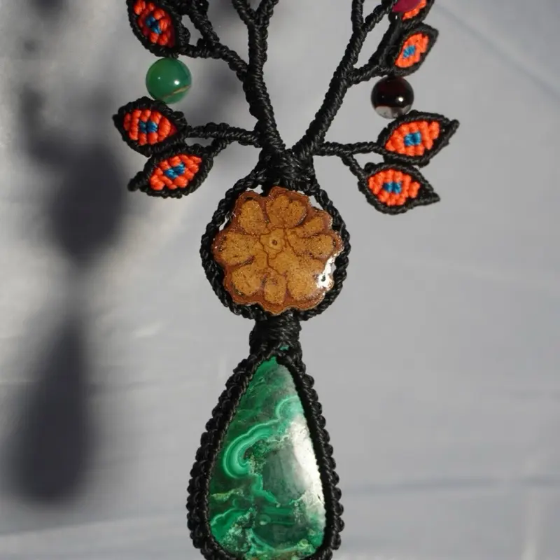 Peruvian Handmade Necklace - Malachite with Adjustable Band, One of a Kind Design, Direct from Amazon