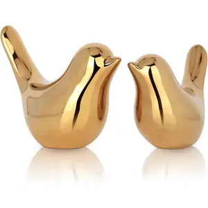 2 Pcs Gold Decor Accents,Small Statues,Modern Home Decorative, Sculptures, Ornaments For Shelf,Bookshelf,Coffee Table,Knick Knacks Home Decor For Shelves(Bird)