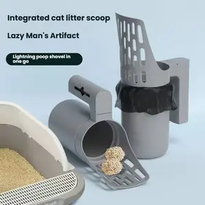 All-In-One Cat Litter Scoop & Trash Bin, Detachable Design for Easy Cleaning, Convenient Waste Bag Replacement, Pet Care Essential