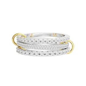 FREEKISS Interlocked Stackable Rings for Women - Statement Multi Ring Mixed Metals Stack - Cubic Zirconia Stacking Jewelry For Summer dealsforyoudays