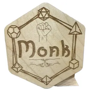 Monk Dice Box - Handmade Baltic Birch Wood Laser Engraved Magnetic Storage for Dungeons and Dragons Dice Sets