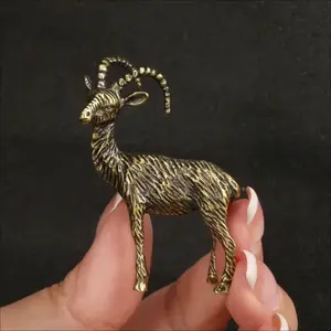 Antelope Brass Figurine Desktop Decoration, Holiday Gift Home Bookshelf Ornament, Small Statue for Tabletop Display