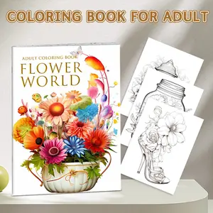 New Bottle Flower Series Coloring Book, A4 Thickened 32 Pages, Drawing Paper, Beautiful Patterns, Non-Bleed Ink, Easy to Use, perfect for casual fun at home, school activities, Halloween, Christmas, New Year, and Valentine's Day parties.