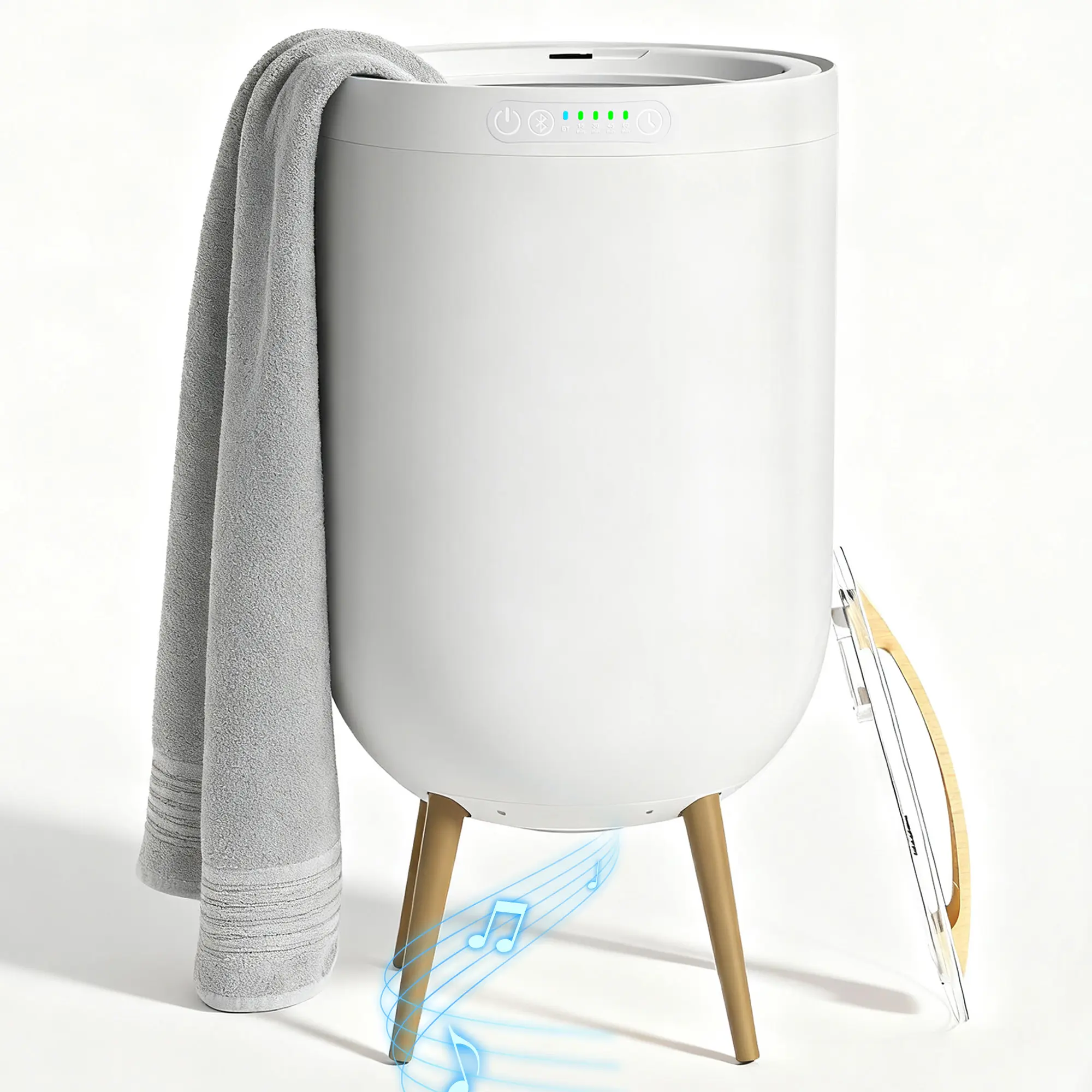 Luxury Towel Warmer Bucket with Bluetooth Speaker, Ambient Light & Auto Shut Off, Fits Up to Two Oversized Towels for Bathroom, Hot Tub, Spa, Ideal Gift