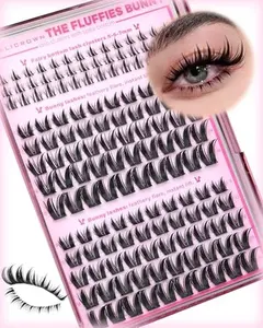 Bunny Lash Clusters Manga Eyelash Clusters with Spikes 8-16mm Natural Lash Extensions Wispy Eyelash Extensions with Fairy Bottom Cluster Lashes 5-6-7mm