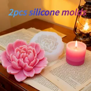 2 Piece Heart Flower Scented Candle Silicone Mold, DIY Fragrance Resin Diffuser Stone, Home Decor Ornament, Floral Scented Resin Diffuser Stone Mold