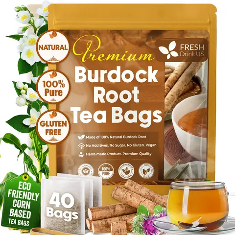 【FreshDrinkUS】 Burdock Root Tea, 100% Natural & Pure, Non GMO, No Sugar, No Caffeine, No Gluten, Vegan, Soy Free, Beverage