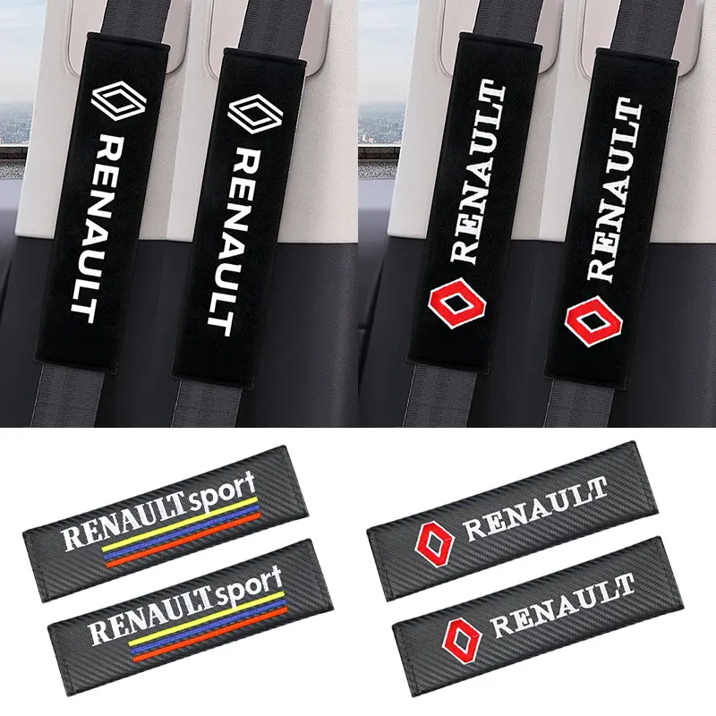 2PCS Carbon fiber Cotton Car Safety Belt Shoulder Cover seat belt pad for Renault koleos duster megane 2 logan clio Car Styling