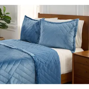 Berkshire Ultrasonic Velvetsoft Reverse Sherpa Coverlet Set-QN