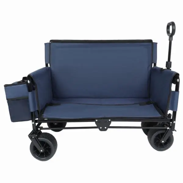 Heavy-Duty Folding Wagon with Seat – 500LBS Load Capacity, 180L Storage, All-Terrain 360° Wheels for Camping Beach Garden Sporting Events