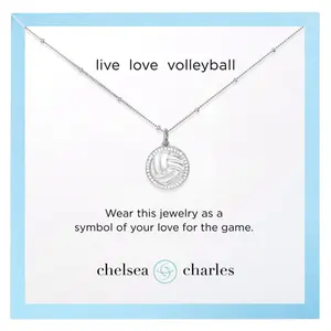 Silver Pavé Volleyball Necklace