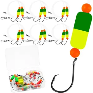 Pompano Rig Saltwater Surf Fishing Rigs – Double Drop Leader Rigs with Hooks, Floats, Beads & Snap – Easy Pre-Tied Terminal Tackle for Pompano, Whiting, Redfish