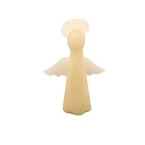 Hand-Carved Mexican Onyx Crystal Angel – 6.25" Spiritual Decor Figurine with Light Banded Calcite for Purity & Protection