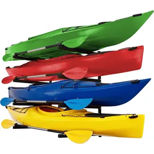 RaxGo Kayak Storage Rack, Wall Mounted Kayak Storage Hooks for 4 Individual Kayaks