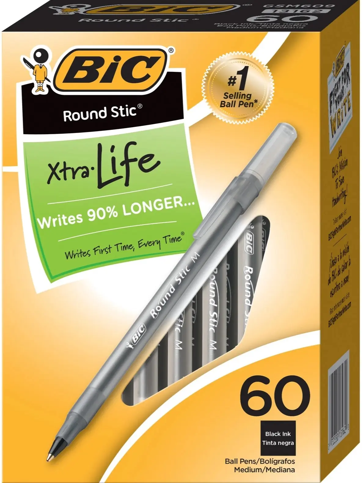 Ball Pen, Medium Point (1.0 mm), Black, 60-Count