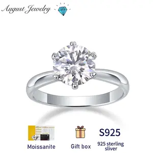 Female 5-Carat Moissanite Crown Ring, Classic 6-Claw Widened Design, Daily Elegant Wear Wedding Commitment Ring, Moissanite Rings, Bridal Rings
