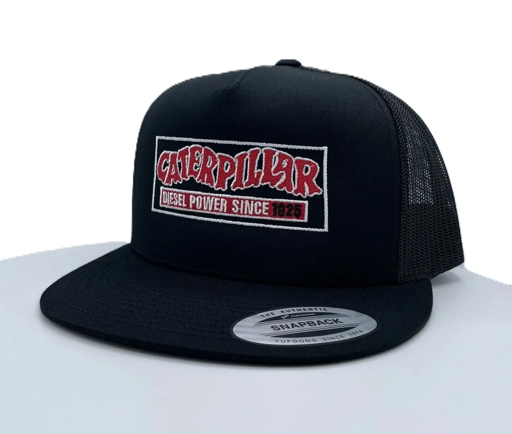 Diesel Engine Power Embroidered Trucker Hat, Vintage Heavy Equipment Style Mesh Back Snapback Cap, Construction Worker Workwear Hat, Black Adjustable Outdoor Cap for Men Women, Mechanic Operator Builder Gift