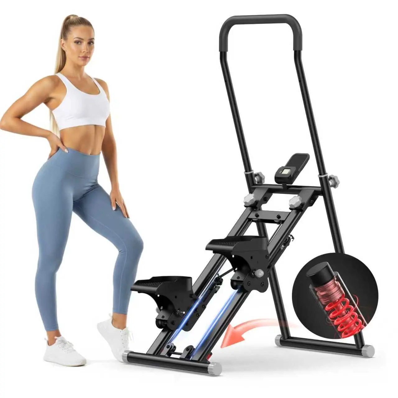 TENBOOM 2-in-1 Vertical Climber Stair Stepper - Compact Foldable Multi Function Stepping Machine with Adjustable Magnetic Resistance, Ultra-Quiet Operation, LCD Display for Time & Count, for Cardio Training, Multi Function Stepper