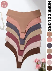 7 pieces of autumn and winter color seamless one-piece underwear, silky and comfortable, women's simple briefs, fashionable all-season underwear