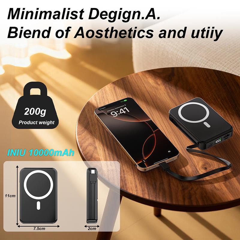 3-in-1 Magnetic Charging Power Bank 10000mAh, 22.5W Fast Charging with HD LED Display. Portable charger with stand, compatible with iPhone and Android phones. Magnetic charging is only compatible with iPhone 12/13/14/15/16.