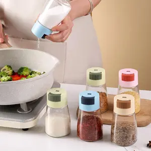Press Type Seasoning Bottle, Clear Salt Shaker, Seasoning Jar, Kitchen Seasoning Utensils, Kitchen Gadgets, Kitchen Accessories, Canister