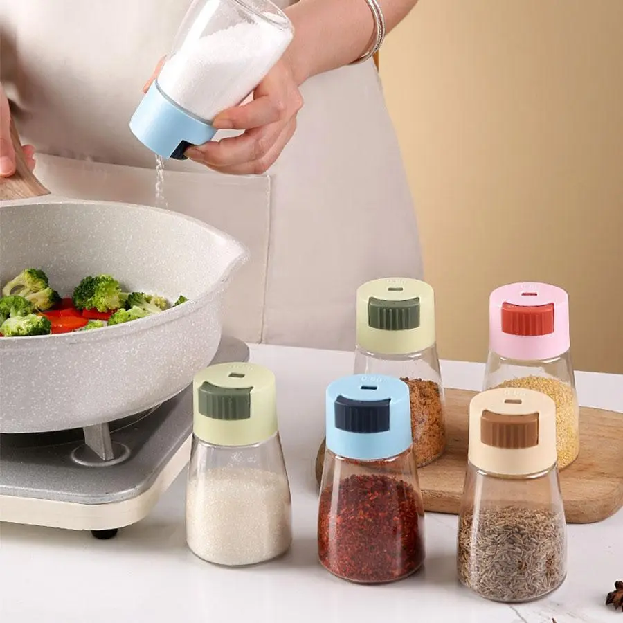 Press Type Seasoning Bottle, Clear Salt Shaker, Seasoning Jar, Kitchen Seasoning Utensils, Kitchen Gadgets, Kitchen Accessories, Canister