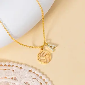 Volleyball Necklace with Initial for Girls Inspirational Sports Jewelry with Card Meaningful Gift for Volleyball Players and Teams