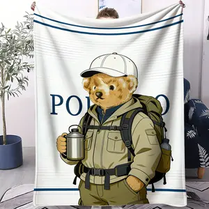 Bear printed pattern blanket, suitable for all seasons, suitable for beds, sofas, cars, room decorations, and gifts, suitable for children or adults