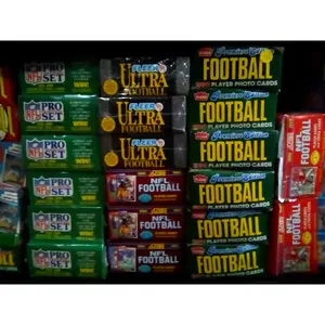 Huge Bulk Lot of 100 Unopened Old Vintage NFL Football Cards in 7 Wax Packs NEW Condition Perfect for Collectors