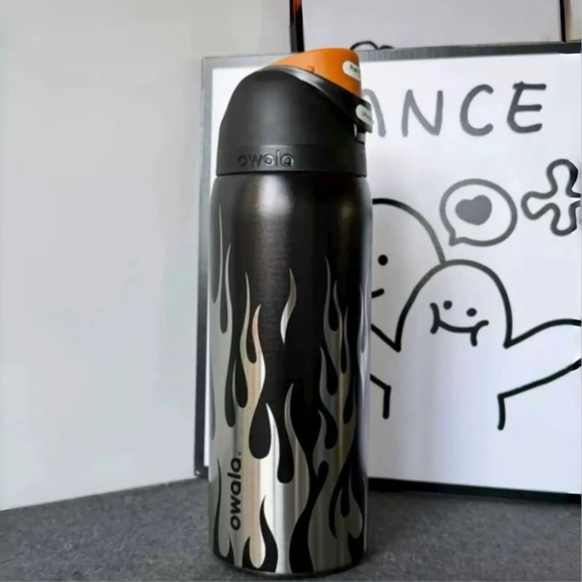 Owala FreeSip 32oz Black Flame Water Bottle Chrome Inferno Style - 2026 Gift