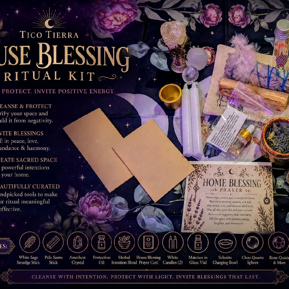 House Blessing Ritual Kit, Complete with Charm Candles for Home Spiritual Ceremonies