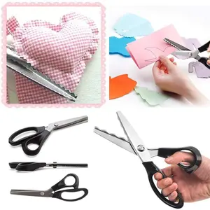 Serrated Scalloped Edge Pinking Shears Multifunction Stainless Steel Tailor Scissors Professional Zig-Zag Cut Scissors for Sewing Craft Paper Clothing Fabric Cut (Scalloped 7mm)