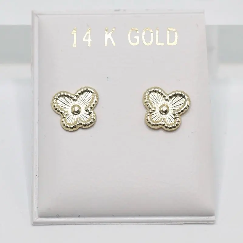14KT Gold Butterfly Stud Earrings - Elegant and Durable Design