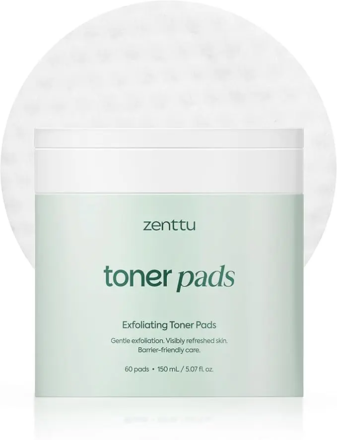 Zenttu Korean Toner Pads | LHA + Ferments for Pore Refining & Texture Smoothing | Centella + Madecassoside Glow Repair Pads | Dermatologically Tested PII 0.00 | 60 Count