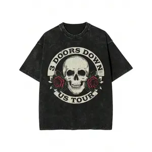 1PC Men'S Punk 3 Doors Band US Tour Washed And Distressed Short-Sleeve T-Shirt | , Crew Neck, Soft, Breathable, Regular Fit, Casual Style, All-Season Wear Summer Tops Summer Clothes Shirts Spring Outfits For Women Summer Graphic Tees Women