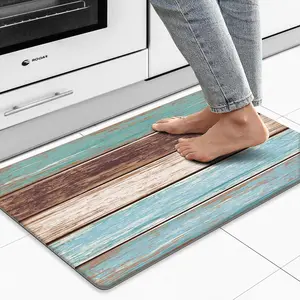 Kitchen Rug Anti  Kitchen Mat Cushioned Farmhouse Kitchen Rugs Non Skid  Kitchen Rugs and Mats Retro Rustic  Texture Kitchen Mats for Floor Laundry Standing Desk Sink