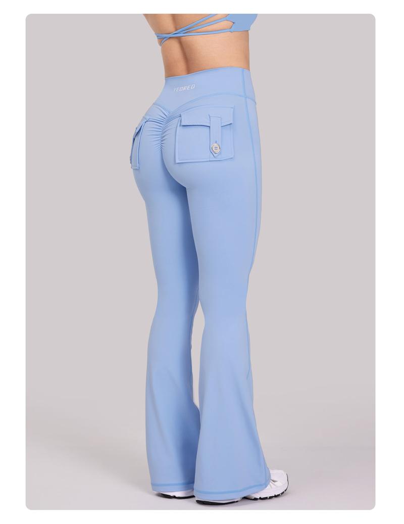 YEOREO CoreFlex Flare Leggings with Pockets for Women Scrunch Workout Leggings Butt Lifting Gym Yoga Pants