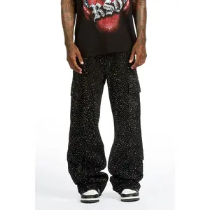 Aeson Black Rhinestone Baggy Fit Jean