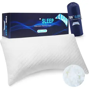 Adjustable Bed Pillow for Sleeping, Good for Side,  &  Sleeper with Washable Removable Cover, Additional  Fill Included((White,  Size (1 Pack)))