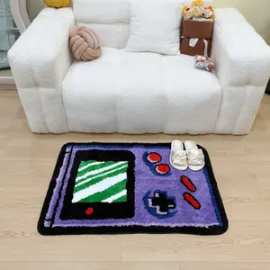 Vintage Game Machine Tufting Rug, Classic Handheld Console Mat, Gaming Bedside Blanket, Non-Slip Home Decor Foot Pad, Retro Collectible Carpet, Soft Washable Rugs